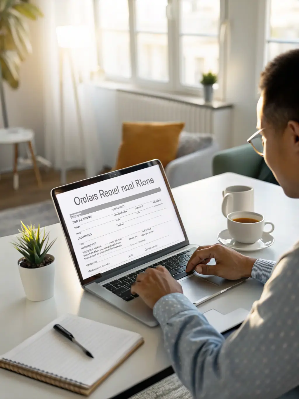A person conducting a thorough background check on a computer, symbolizing the rigorous tenant screening process employed by You Relax. We Rent.